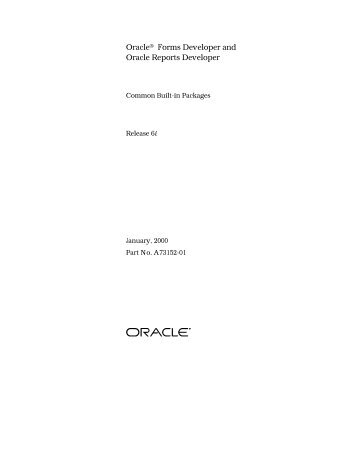 Oracle® Forms Developer and Oracle Reports Developer