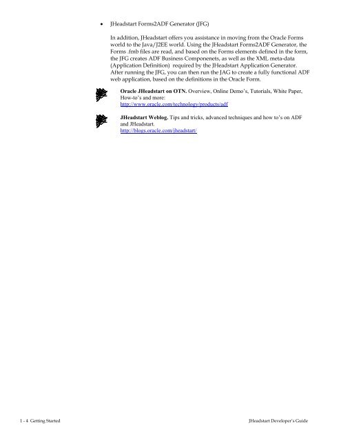 Oracle JHeadstart Developer's Guide - Downloads - Oracle