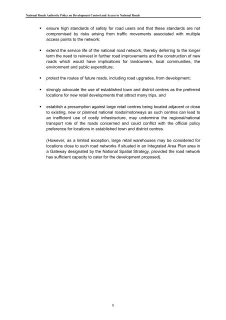 Policy Statement on Development Management and Access to