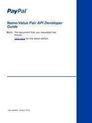 PayPal Name-Value Pair API Developer Guide