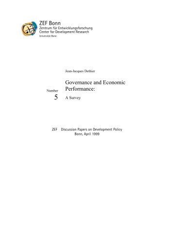 Governance And Economic Performance - ZEF