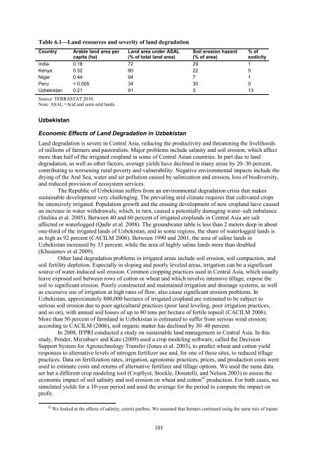 The Economics of Desertification, Land Degradation, and Drought