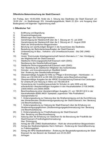 Optimierter Regiebetrieb Amt für Tiefbau und Grünflächen - Eisenach