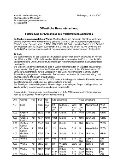 flurbereinigung wutha- wertermittlung2007 - Eisenach