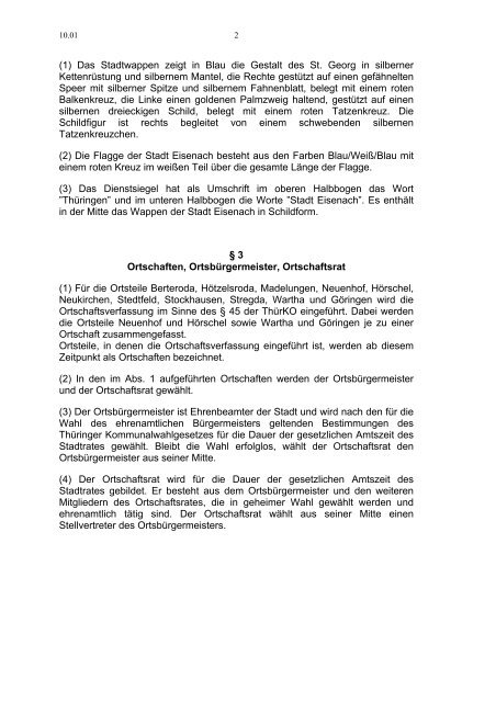 Hauptsatzung der Stadt Eisenach vom 04.03.1997