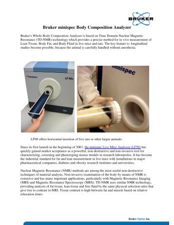 Bruker minispec Body Composition Analyzer