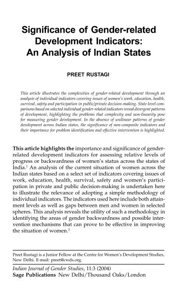 Significance of Gender-related Development Indicators: An ... - DISE