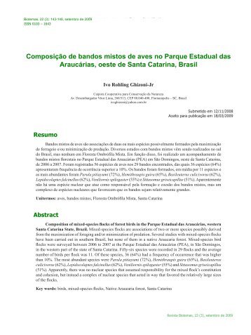 Composição de bandos mistos de aves no Parque ... - Biotemas