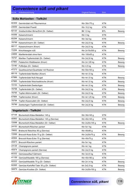 Produkt-Gruppen - Rittner Food Service GmbH & Co. KG