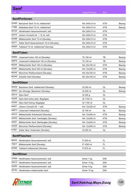 Produkt-Gruppen - Rittner Food Service GmbH & Co. KG