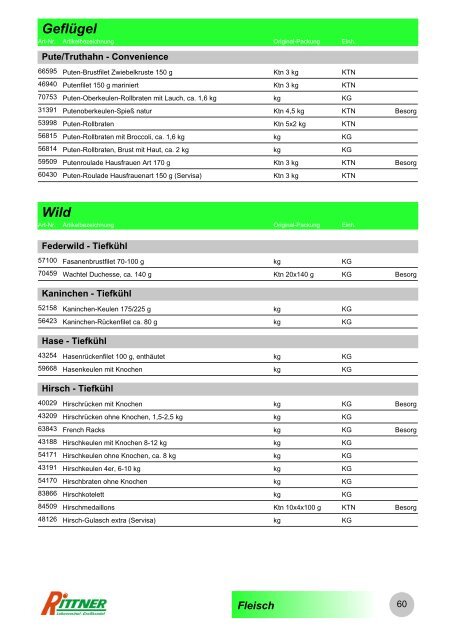 Produkt-Gruppen - Rittner Food Service GmbH & Co. KG