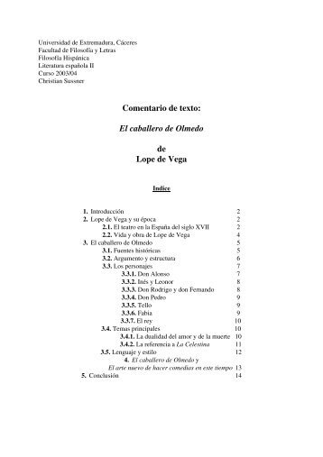 Comentario de texto: El caballero de Olmedo de Lope de Vega