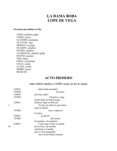 Lope de Vega LA DAMA BOBA