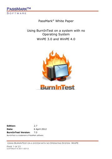 Using BurnInTest with WinPE - PassMark Software