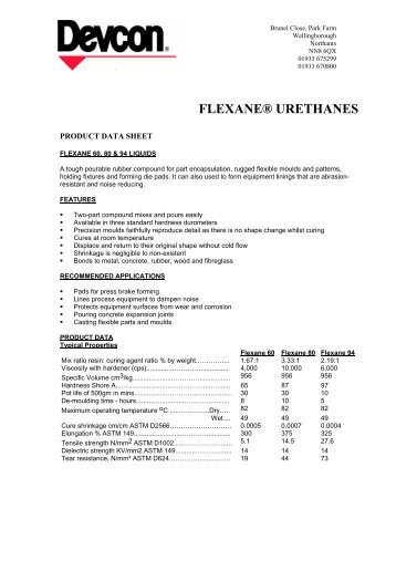 Devcon Technical Data Sheets/FLEXANE® URETHANES - Sintemar