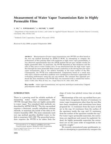 Measurement of Water Vapor Transmission Rate in Highly ...