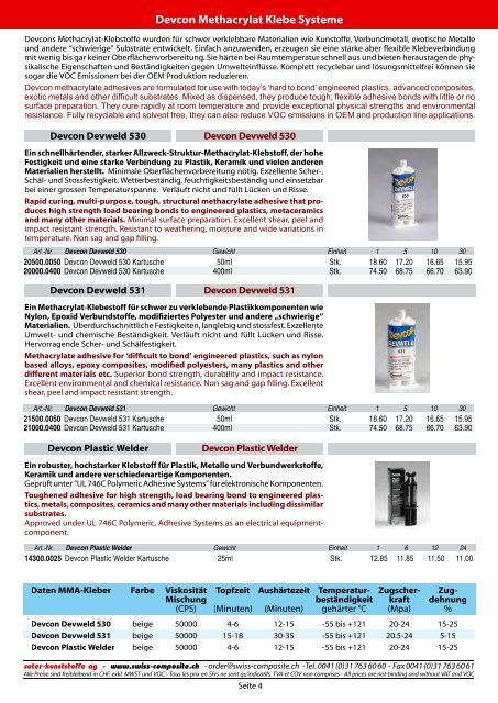 Devcon-Katalog - Suter Swiss-Composite Group