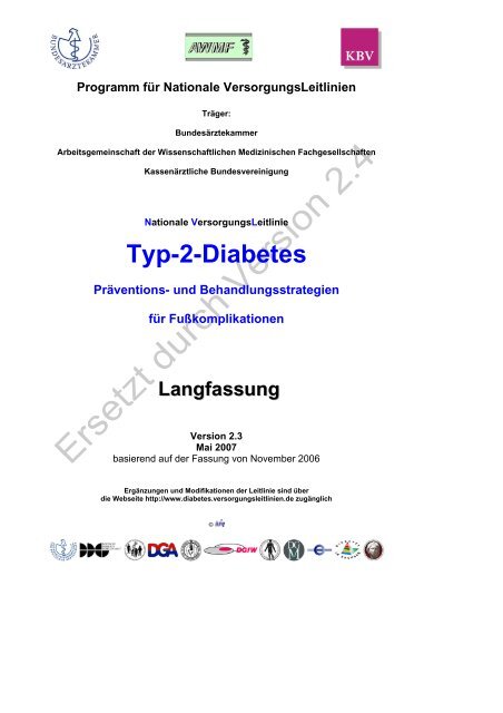 Typ-2-Diabetes Präventions - Nationale VersorgungsLeitlinien