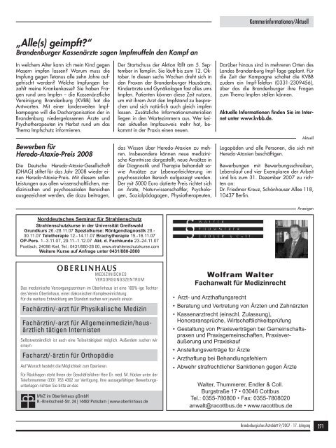 Brandenburgisches Ärzteblatt 09/2007 - Landesärztekammer ...