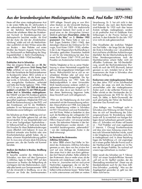 Brandenburgisches Ärzteblatt 09/2007 - Landesärztekammer ...