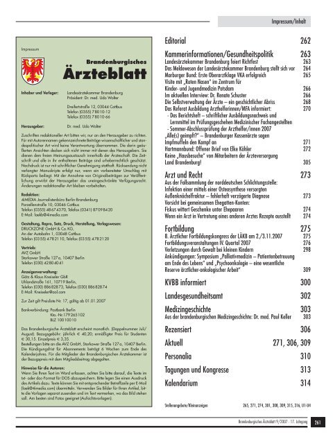 Brandenburgisches Ärzteblatt 09/2007 - Landesärztekammer ...