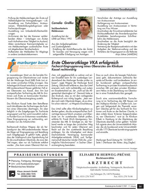 Brandenburgisches Ärzteblatt 09/2007 - Landesärztekammer ...