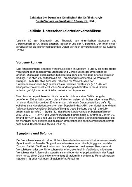 Leitlinie Unterschenkelarterienverschlüsse - Deutsche Gesellschaft ...