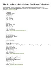 Liste der pädiatrisch-diabetologischen Qualitätszirkel/Arbeitskreise