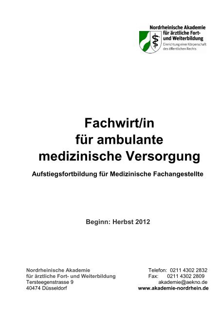 Informationsbroschüre - Nordrheinische Akademie