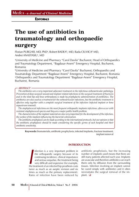 The use of antibiotics in traumatology and orthopaedic surgery