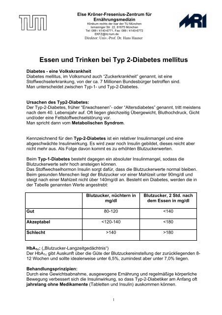 Essen Und Trinken Bei Diabetes Mellitus Klinikum Rechts Der Isar