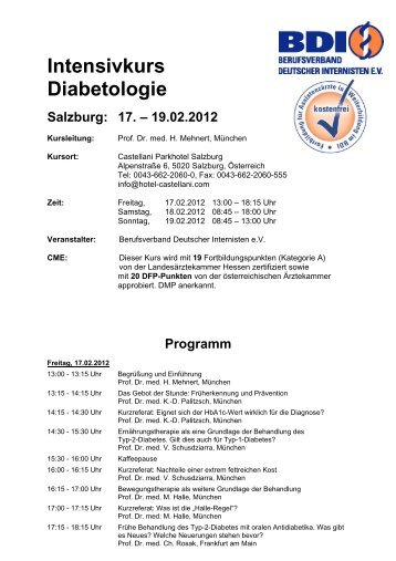 Intensivkurs Diabetologie - beim BDI
