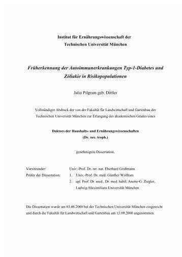 Früherkennung der Autoimmunerkrankungen Typ-1-Diabetes und ...