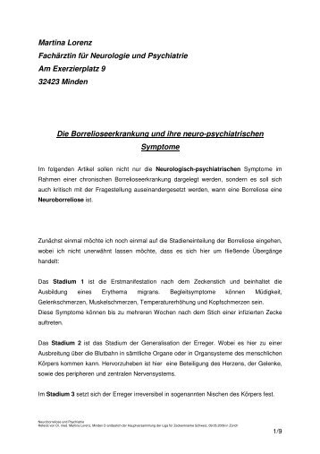 Referat Dr. med. M. Lorenz HV 2009 - Liga für Zeckenkranke Schweiz