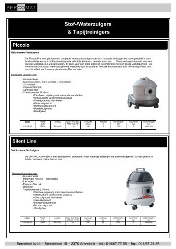 Stof-/Waterzuigers & Tapijtreinigers - Sercomat