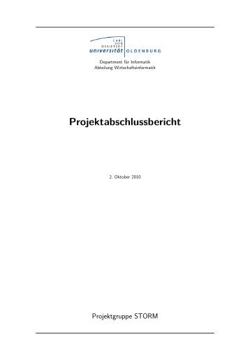 Projektabschlussbericht - Carl von Ossietzky Universität Oldenburg