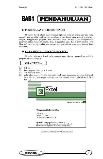 Excel I Pengenalan Microsoft Excel Ii Cara Memulai Retsmart