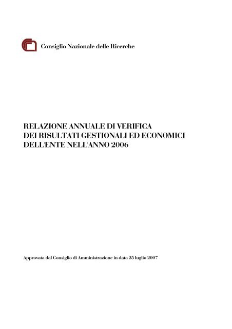 Relazione annuale 2006 - Cnr