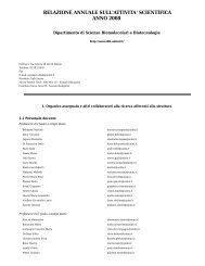 Relazione annuale 2008 - Scienze biomolecolari e biotecnologie ...