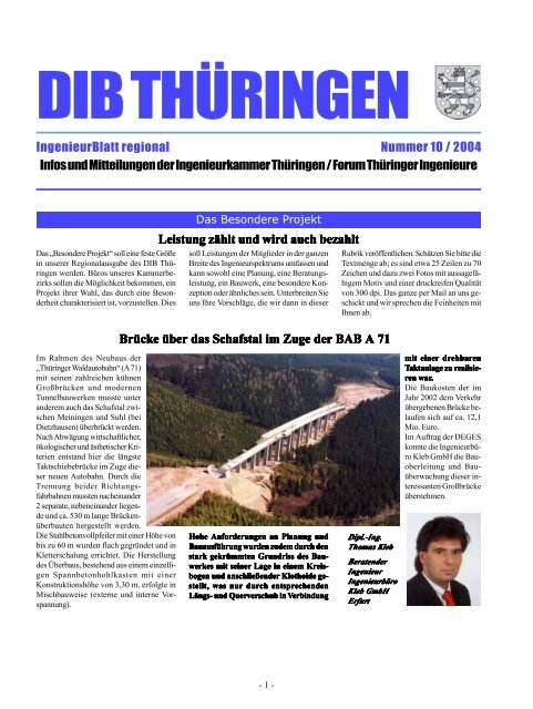Landesbeilage Thüringen zum DIB 10/2004 - Ingenieurkammer ...