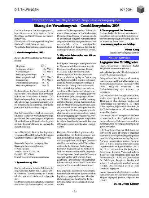 Landesbeilage Thüringen zum DIB 10/2004 - Ingenieurkammer ...