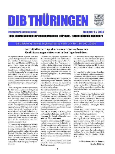 Landesbeilage Thüringen zum DIB 5/2004 - Ingenieurkammer ...