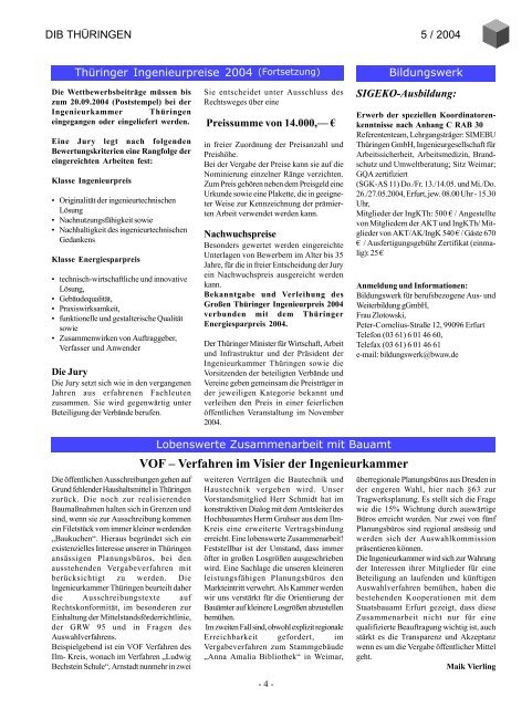 Landesbeilage Thüringen zum DIB 5/2004 - Ingenieurkammer ...