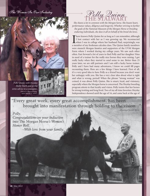 Frieda Datte Waer continued - American Morgan Horse Association