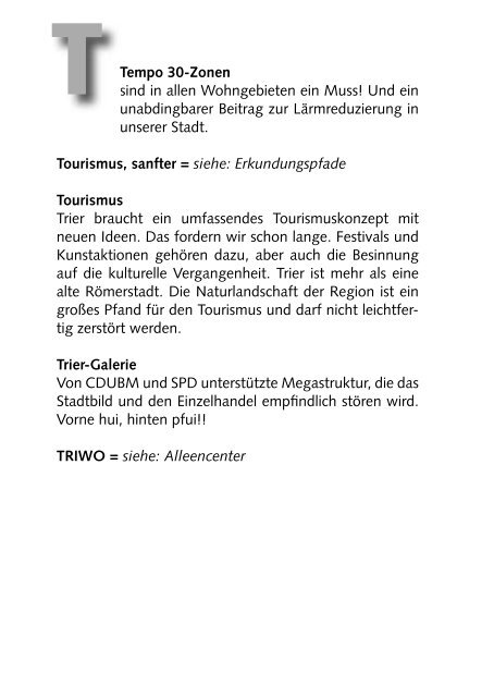 DAS GRÜNE FÜR TRIER - Die Gruenen im Stadtrat Trier