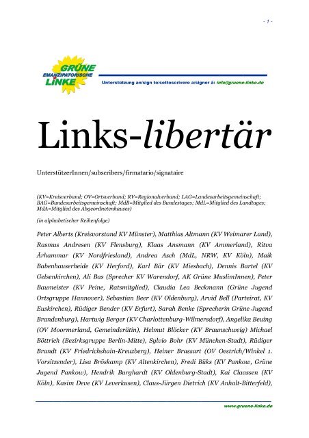 UnterstützerInnen/subscribers/firmatario/signataire ... - Robert Zion