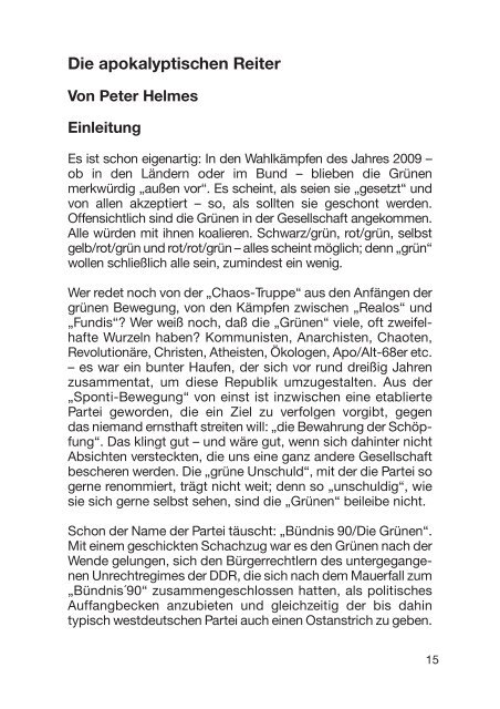 Dr. Wolfgang Thüne und Peter Helmes Die grüne Gefahr Der