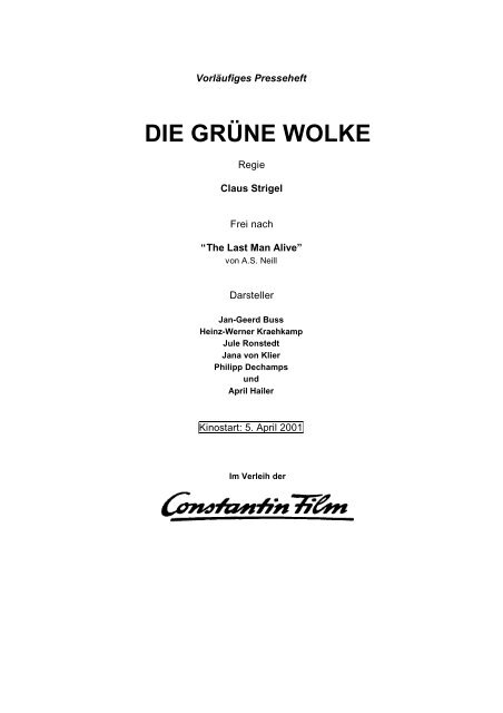 Presseheft - Die grüne Wolke