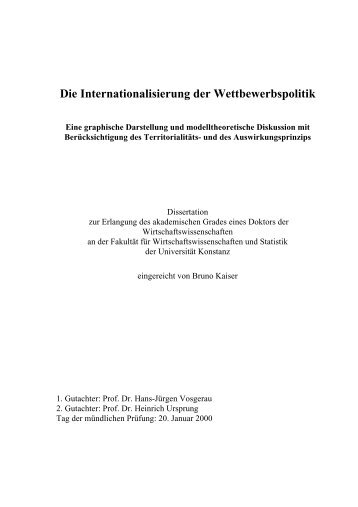 Die Internationalisierung der Wettbewerbspolitik - KOPS ...