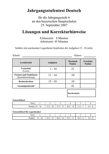 Jahrgangsstufentest Deutsch - ISB